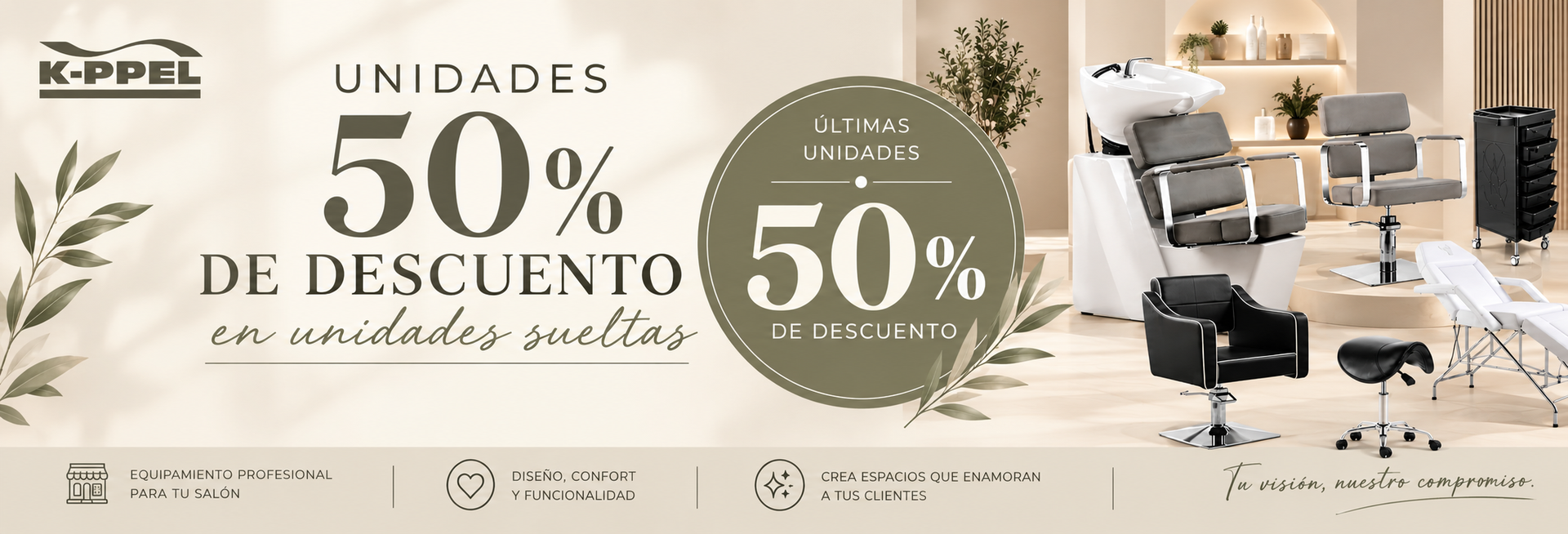 Oferta del 50% en mobiliario
