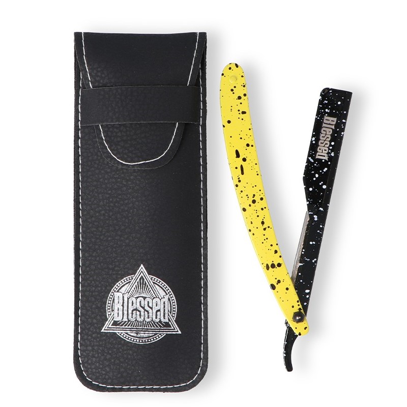 Navaja afeitar neon negro + amarillo blessed