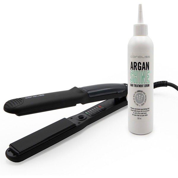 Pack Plancha De Pelo C-Steam + Argan/Keratin Shine Corioliss