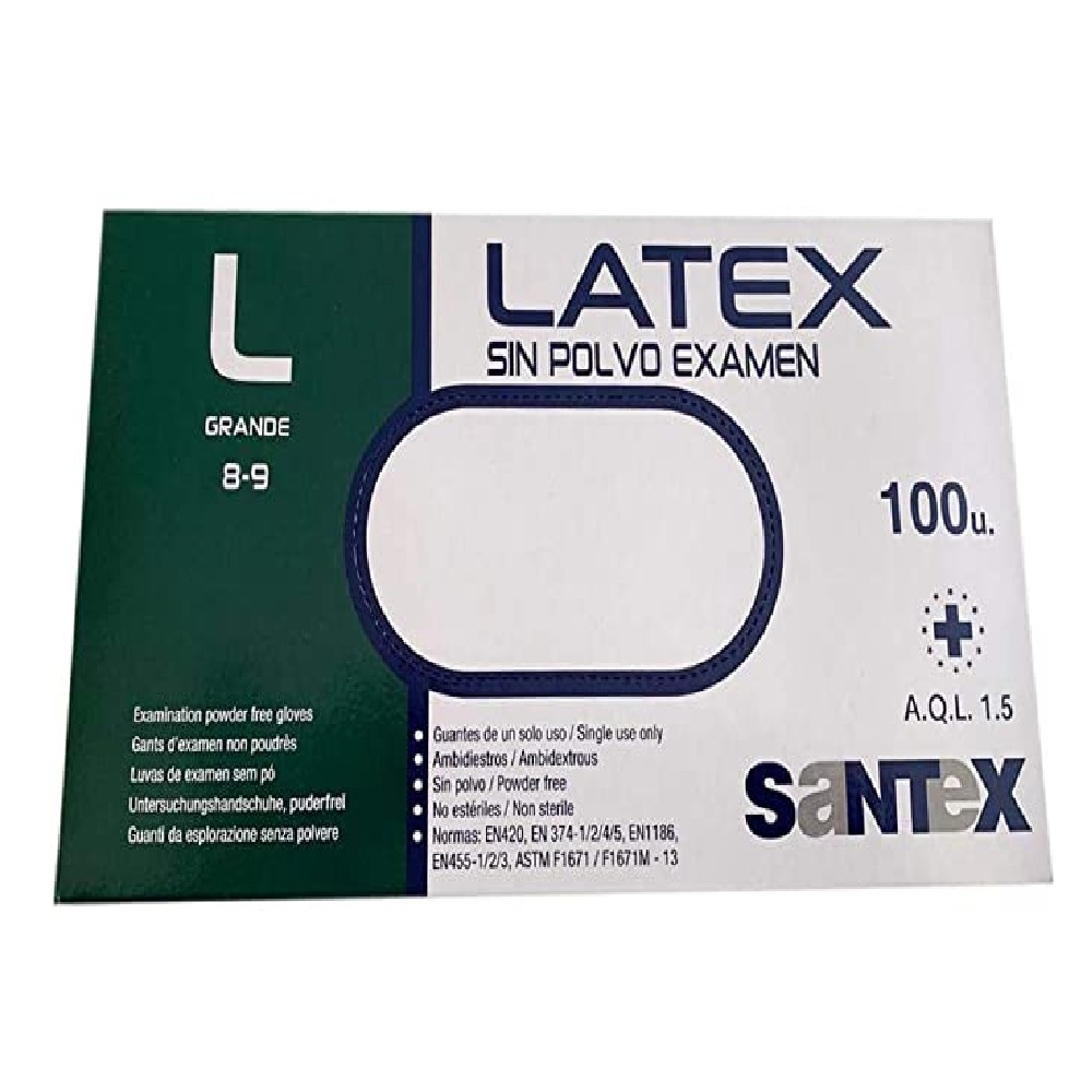 Santex Guantes De Látex Sin Polvo 100Uds