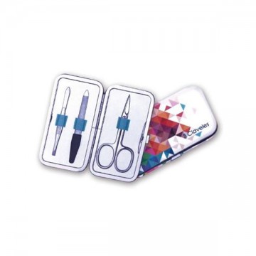3 Claveles Estuche Manicura Blanco-Rombos