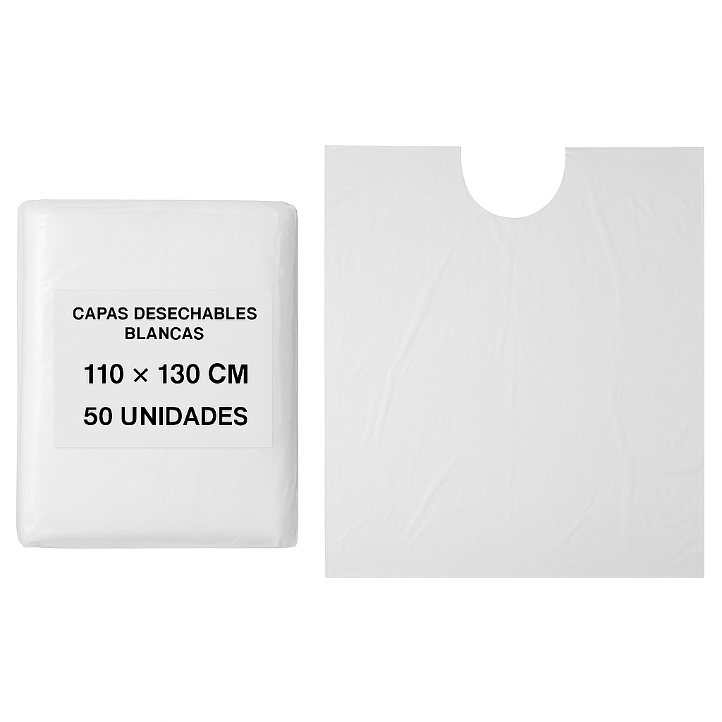 [8435303672265] Capas Desechables Blancas 110X130Cm 50Unidades
