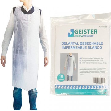 Delantal Desechable Impermeable Blanco 10 Unidades